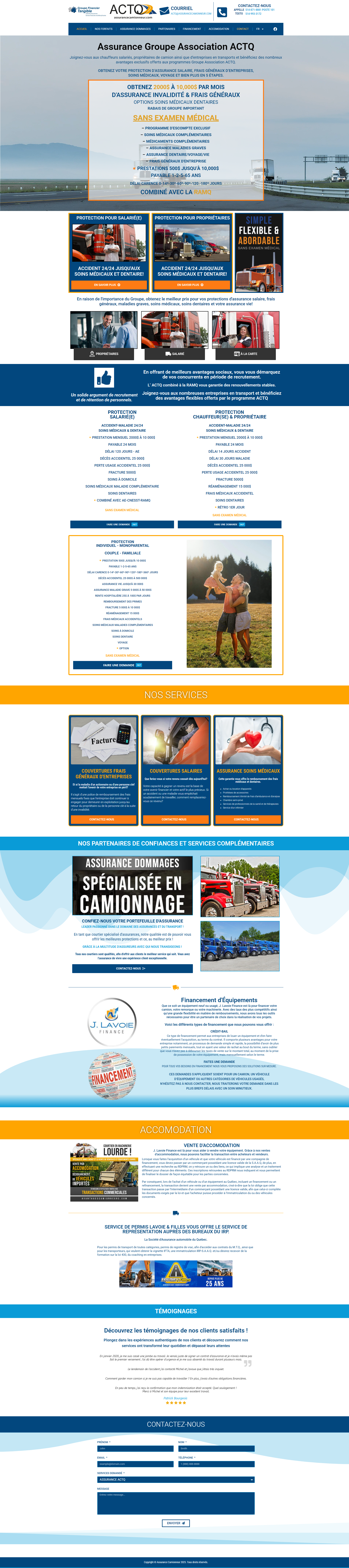 Screenshot of Assurance Camionneur